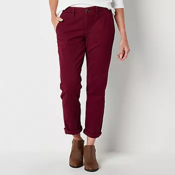 St. John's Bay Pants - NWT St John's Bay Mid Rise Girlfriend Chino Pants in Deep Ruby